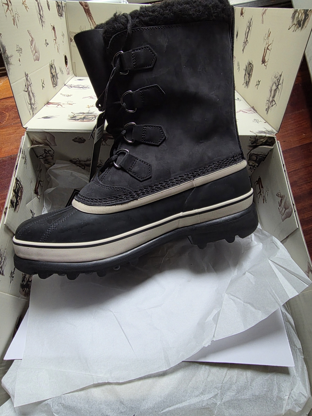 Sorel Men's Caribou WP Waterproof Insulated Winter Boots Black Dark Stone Size10